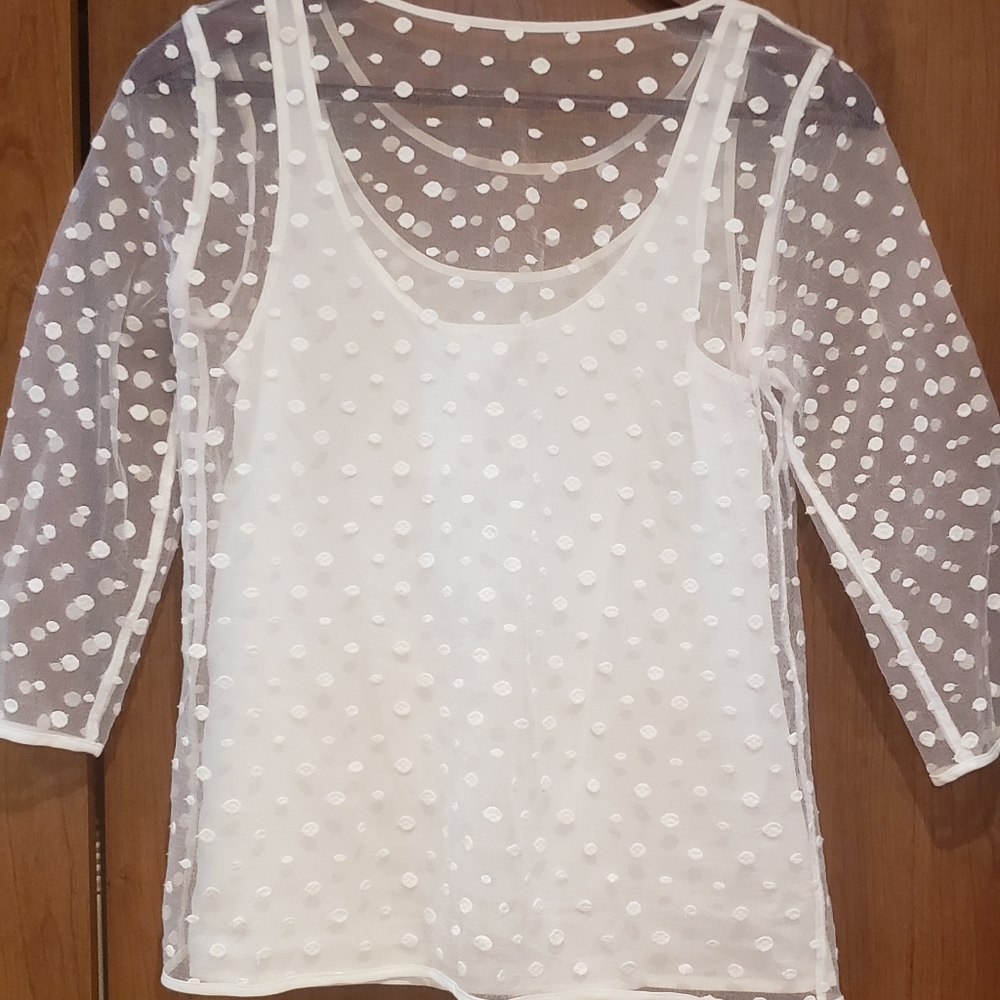 Club Monaco sheer overlay top